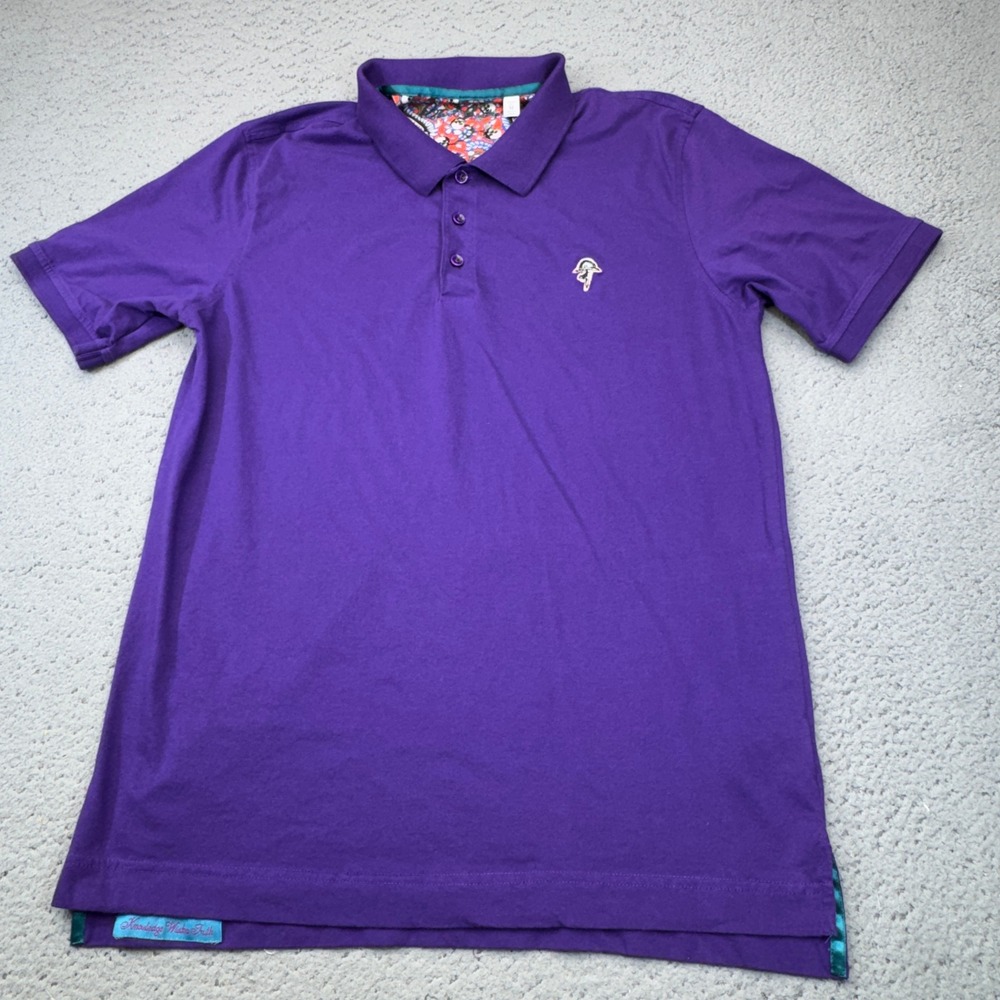 Robert‎ Graham Polo Shirt Mens Medium Purple Bowler 2 Classic Fit Skull Graphic